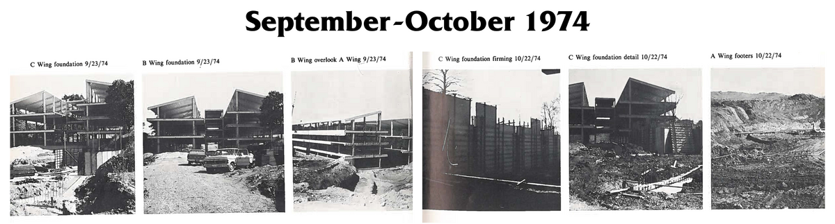 various construction photos of Turpin High School from September through October 1974